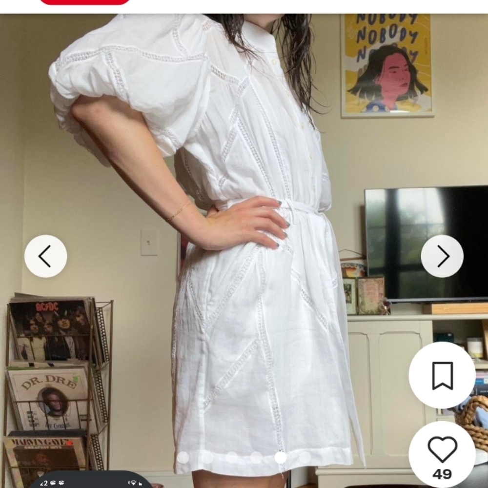 Frame Denim White Long Sleeve Dress